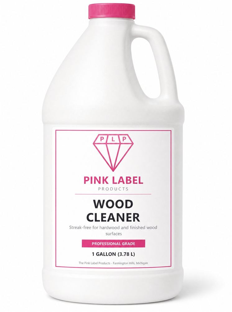 Pink Label Wood Cleaner bottle