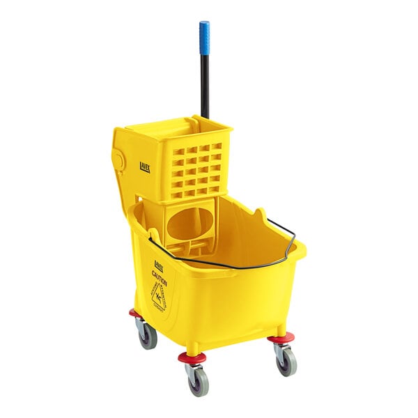 Mop Bucket with Side-Press Wringer — 35 Qt, Yellow
