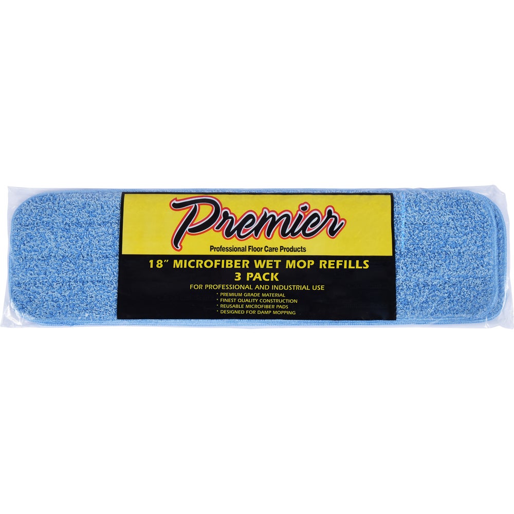 Premier Microfiber Wet Mop Refill Pads — 18 Inch, 3-Pack